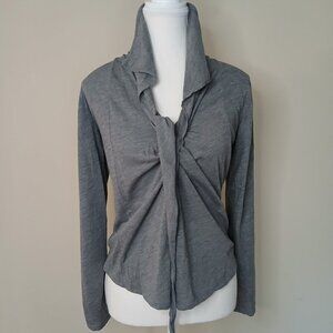 FIVE CM Silver Plaque Long Sleeve Tie Front Top Size 2